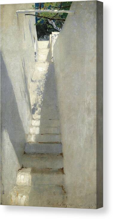 John Singer Sargent Canvas Print featuring the painting Staircase In Capri by John Singer Sargent