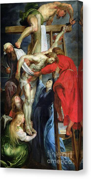 The Descent From The Cross Canvas Print featuring the painting The Descent from the Cross by Rubens