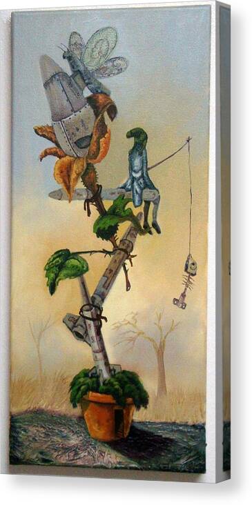 Surrealism Canvas Print featuring the painting The Harvest by Carlos Rodriguez