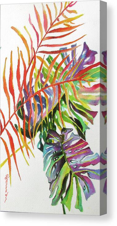 Bold Colors Canvas Print featuring the painting Tropical Fernery 2 by Rae Andrews