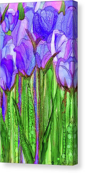 Carol Cavalaris Canvas Print featuring the mixed media Tulip Bloomies 2 - Purple by Carol Cavalaris