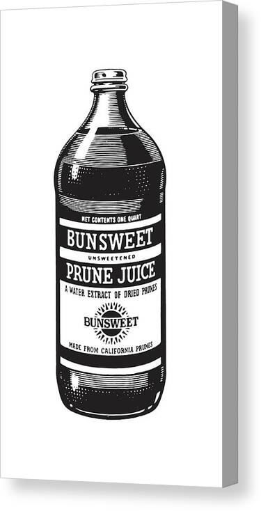 Archive Canvas Print featuring the drawing Bottle of Prune Juice #1 by CSA Images