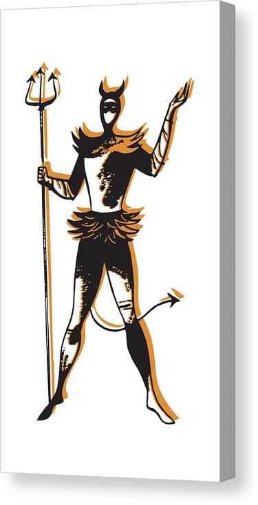 Adult Canvas Print featuring the drawing Devil in Costume #1 by CSA Images