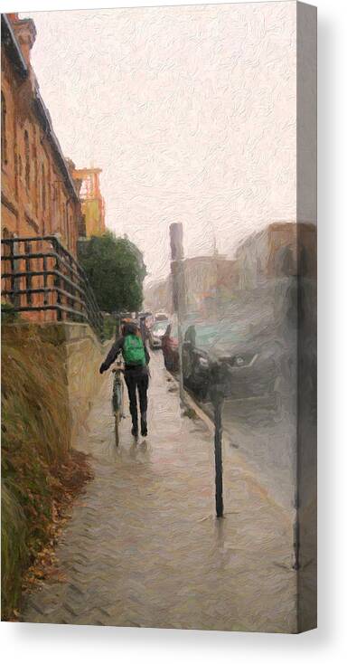 Rainy Day Canvas Print featuring the digital art Just Look Up Your Rainy Day Man by David Zimmerman