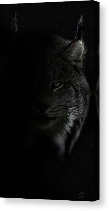 Lynx Stare Canvas Print featuring the painting Lynx Stare by Murray Henderson Fine Art