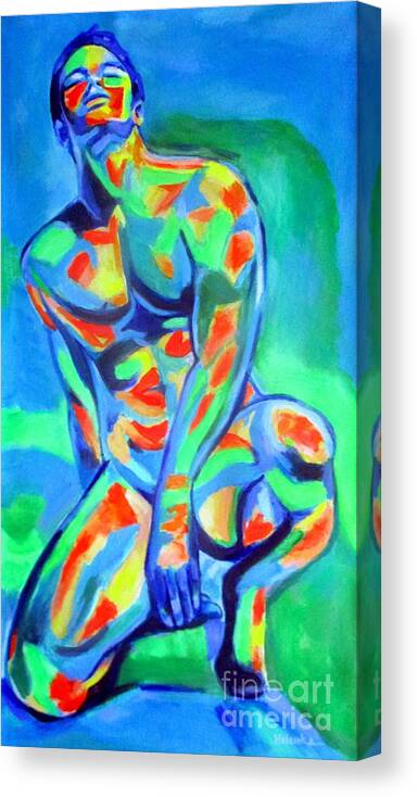 Nudes Paintings Canvas Print featuring the painting Male distinctive beauty by Helena Wierzbicki