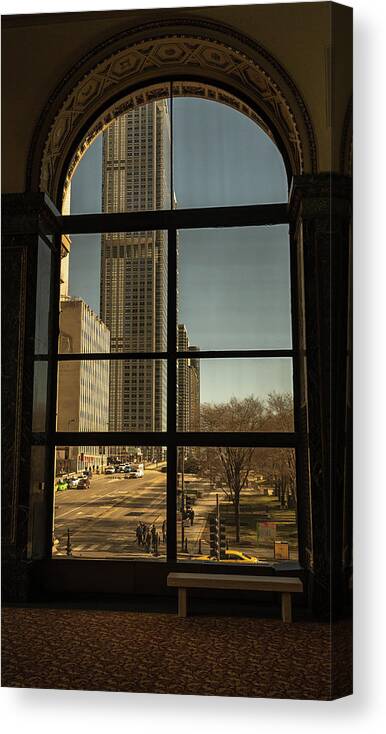 Aon Building Canvas Print featuring the photograph Sculpted View by Laura Hedien