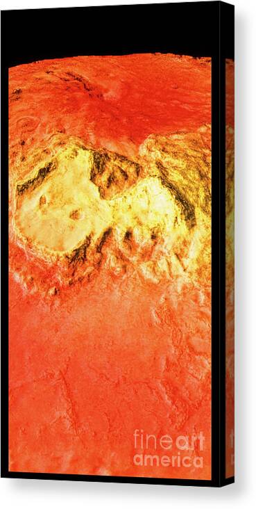 Maxwell Montes Canvas Print featuring the photograph Topographic Map Of Venusian North Polar Region by Us Geological Survey/nasa/science Photo Library