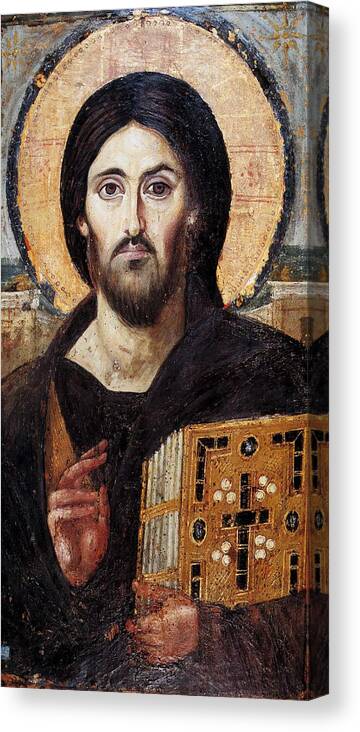 Jesus Canvas Print featuring the painting Christ Pantocrator #1 by Unknown