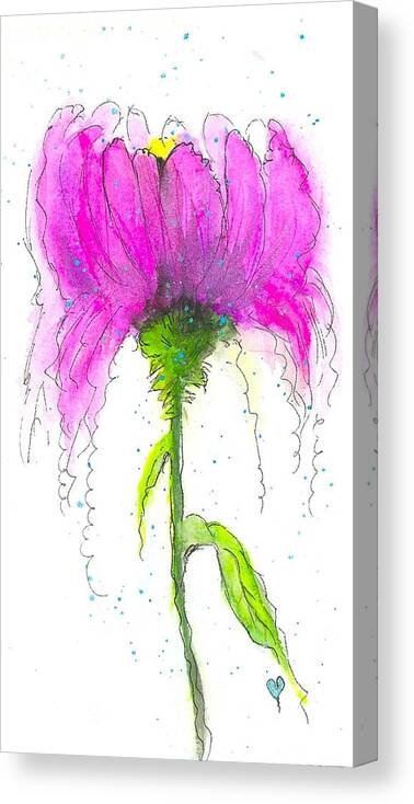 Pink Watercolor Flower Canvas Print featuring the painting Fancy Flower by Deahn Benware