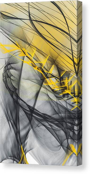 Yellow Canvas Print featuring the painting Intricately Yellow - Yellow and Gray Art by Lourry Legarde