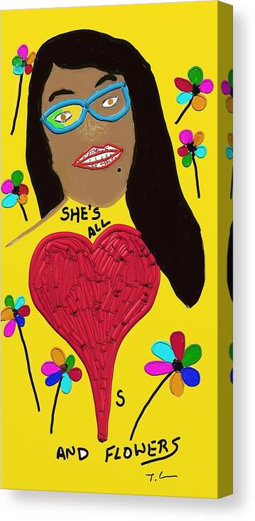  Canvas Print featuring the painting She's All Hearts And Flowers by Tony Camm