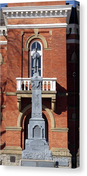 Fulton County Courthouse Canvas Print featuring the photograph Soldiers and Sailors Statue at Fulton County Courthouse Wauseon Ohio 0104 by Jack Schultz