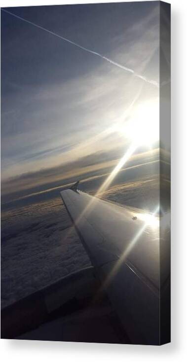 All Canvas Print featuring the digital art Sun Rays on a Plane Wing KN45 by Art Inspirity