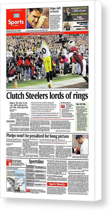 2009 Steelers Vs. Cardinals Usa Today Sports Section Front Canvas Print