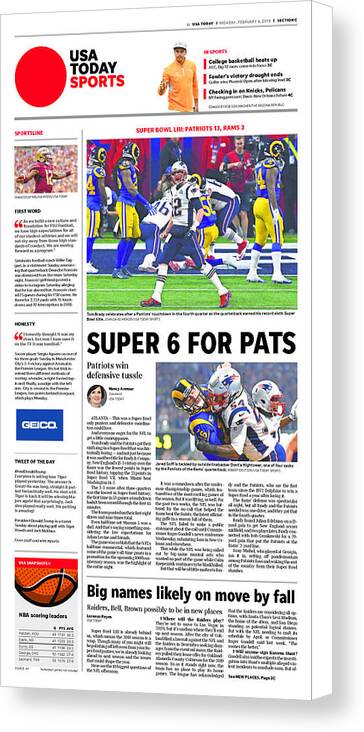 2019 Patriots Vs. Rams Usa Today Sports Section Front Canvas Print