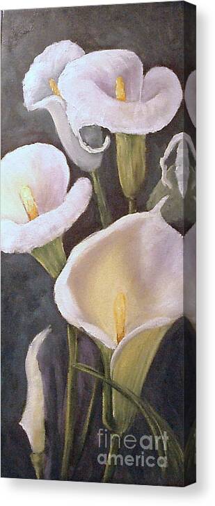 Calla Lilies Canvas Print featuring the painting Calla Lilies #2 by Barbara Haviland