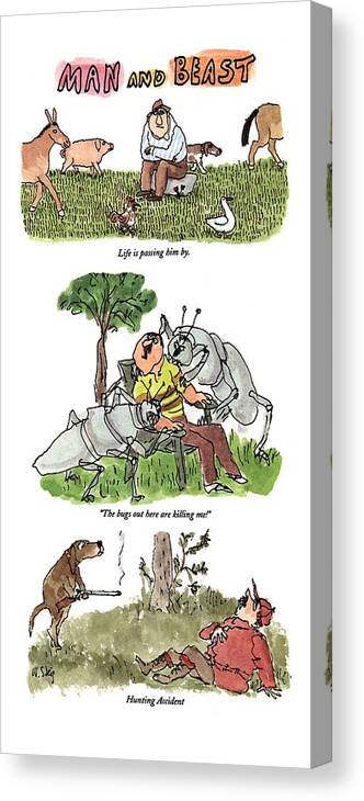 Man And Beast
Animals Canvas Print featuring the drawing Man And Beast by William Steig