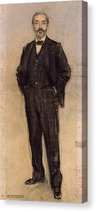 Ramon Casas Canvas Print featuring the drawing Portrait of Emili Fernandez by Ramon Casas