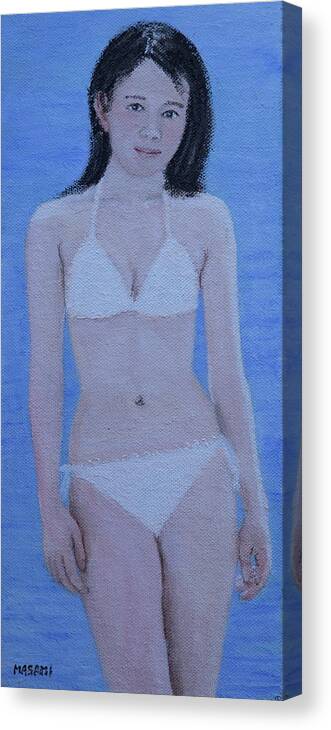 Portrait Canvas Print featuring the painting At the Beach by Masami IIDA