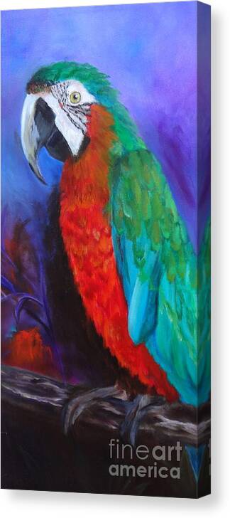 Bird Canvas Print featuring the painting Becky the Macaw by Jenny Lee