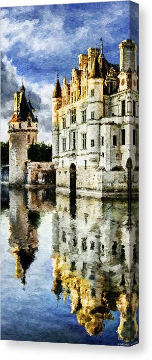 Chateau De Chenonceau Canvas Print featuring the photograph Evening falls at the Castle by Weston Westmoreland