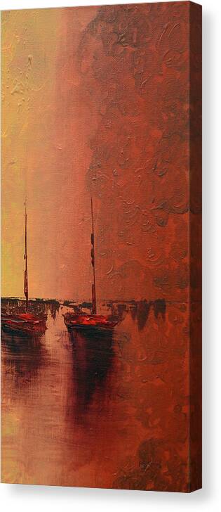 Keys Canvas Print featuring the painting Mystic Bay Triptych 3 of 3 by Ken Figurski