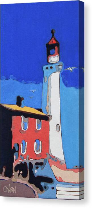 Oil On Canvas. Prints Canvas Print featuring the painting Old Fisgard Light by Rob Owen