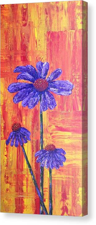 Purple Canvas Print featuring the painting Purple Daisy by Teresa Fry
