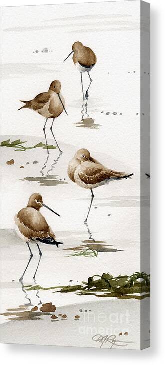 Sand Canvas Print featuring the painting Sand Pipers 2 by David Rogers