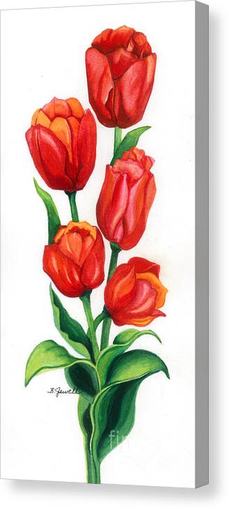 Tulips Canvas Print featuring the painting Tulip Time by Barbara Jewell