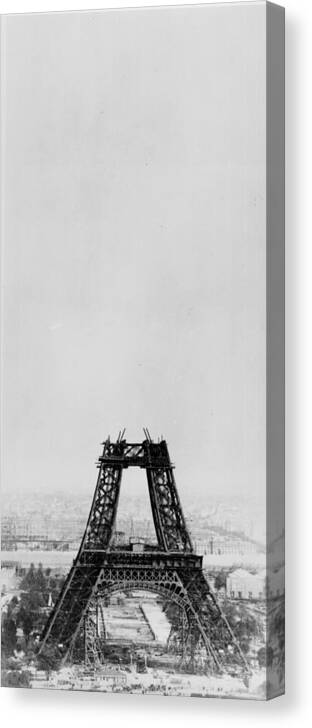 1880-1889 Canvas Print featuring the photograph Eiffel Construction 6 by Henry Guttmann Collection