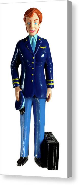 Adult Canvas Print featuring the drawing Figurine of a Pilot by CSA Images