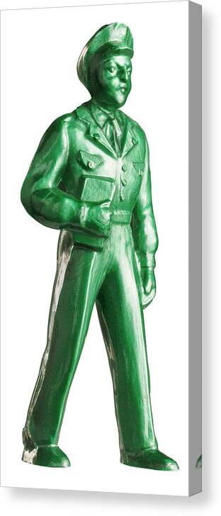 Accessories Canvas Print featuring the drawing Green Army Man Walking by CSA Images