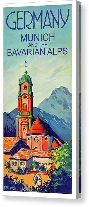Munich Canvas Print featuring the digital art Munich and Bavarian Alps by Long Shot
