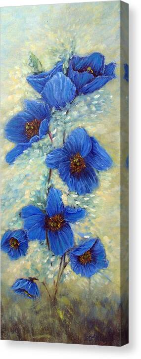 Blue Canvas Print featuring the painting Blue Poppies by Loretta Luglio