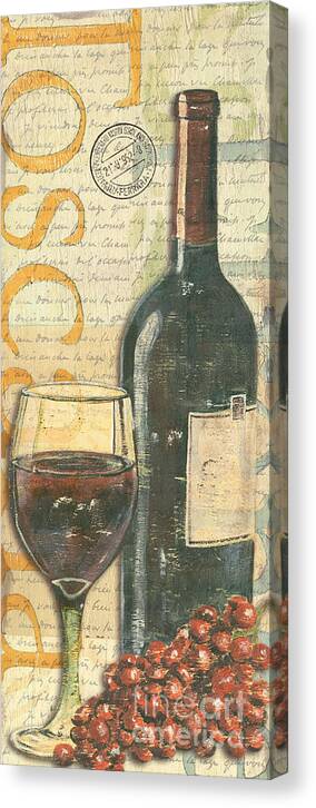 Wine Canvas Print featuring the painting Italian Wine and Grapes by Debbie DeWitt