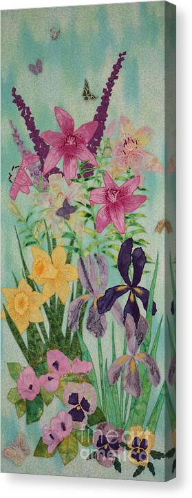 Daffodils Canvas Print featuring the tapestry - textile Meadow of My Dream by Denise Hoag