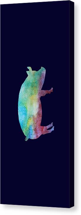 Pig Canvas Print featuring the mixed media Rainbow Pig by Jenny Armitage