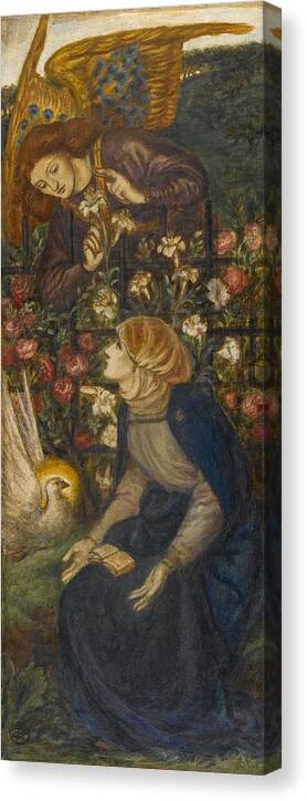 Pre-raphaelite Canvas Print featuring the drawing The Annunciation, 1861 by Dante Gabriel Charles Rossetti