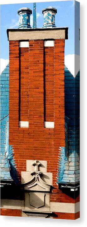Chimney Canvas Print featuring the photograph Smokestack For Two by Burney Lieberman