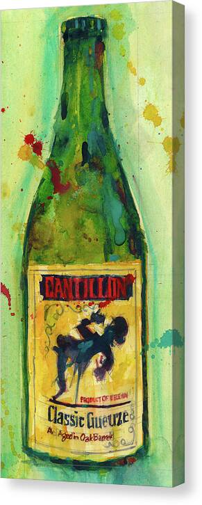 Brewert Beer Canvas Print featuring the painting Cantillon Brewery Beer Classic Gueuze Beer by Dorrie Rifkin