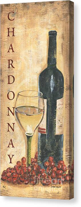 Wine Canvas Print featuring the painting Chardonnay Wine and Grapes by Debbie DeWitt