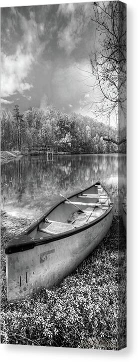 Appalachia Canvas Print featuring the photograph Little Bit of Heaven Black and White Panorama by Debra and Dave Vanderlaan