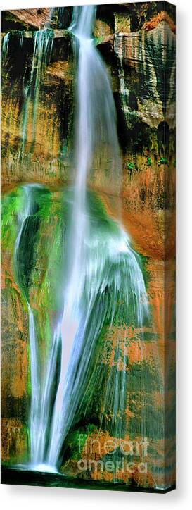 Utah Landscape Canvas Print featuring the photograph Panorama Lower Calf Creek Falls Escalante NM Utah by Dave Welling