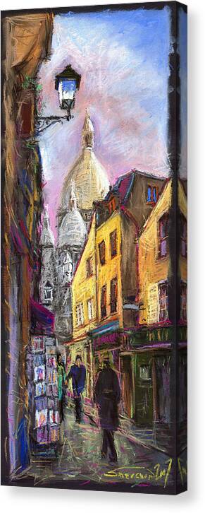 Cityscape Canvas Print featuring the pastel Paris Montmartre 2 by Yuriy Shevchuk