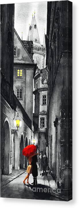 Prague Canvas Print featuring the digital art Prague Love Story by Yuriy Shevchuk