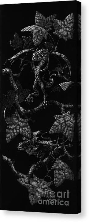 Dragon Canvas Print featuring the drawing Snap Dragons by Stanley Morrison