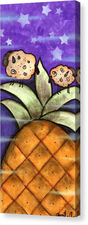 Sheep Canvas Print featuring the painting Up in the Pineapple by Abril Andrade