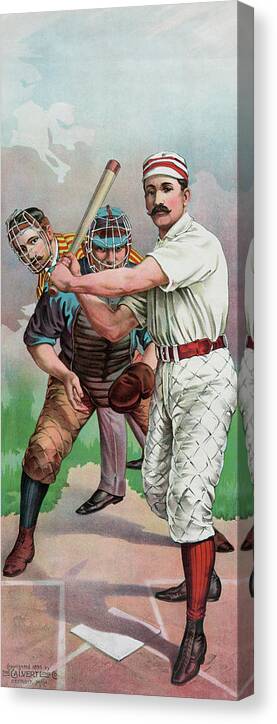 Baseball Canvas Print featuring the painting Vintage Baseball Card by American School